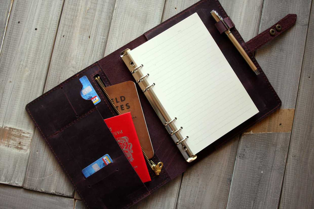 Personalized Engraved Purple Leather Journal Large Notebook