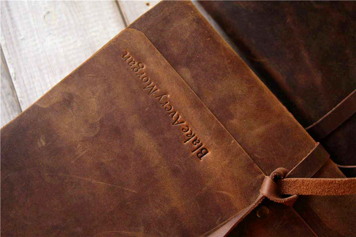 Custom Leather Baby Girl Memory Book Album