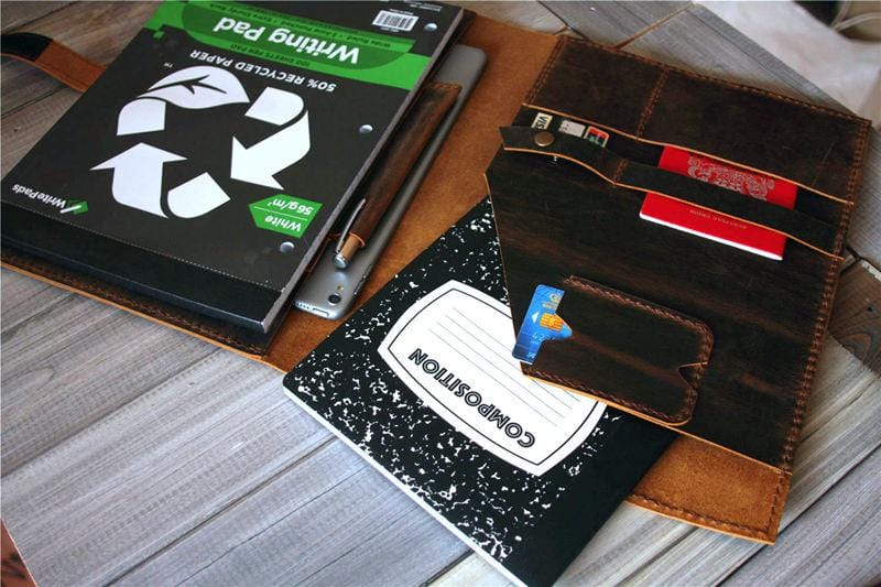 Personalized Leather Custom iPad Case with Pencil Holder