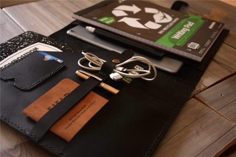 Embossed Black Leather iPad Protective Case Cover