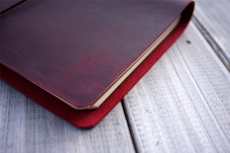 Burgundy Personalized Leather A5 Traveler's Notebook Cover