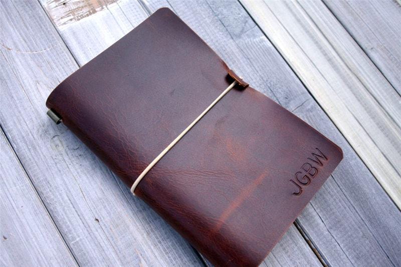 Personalized Leather Travel Bullet Journal Notebook