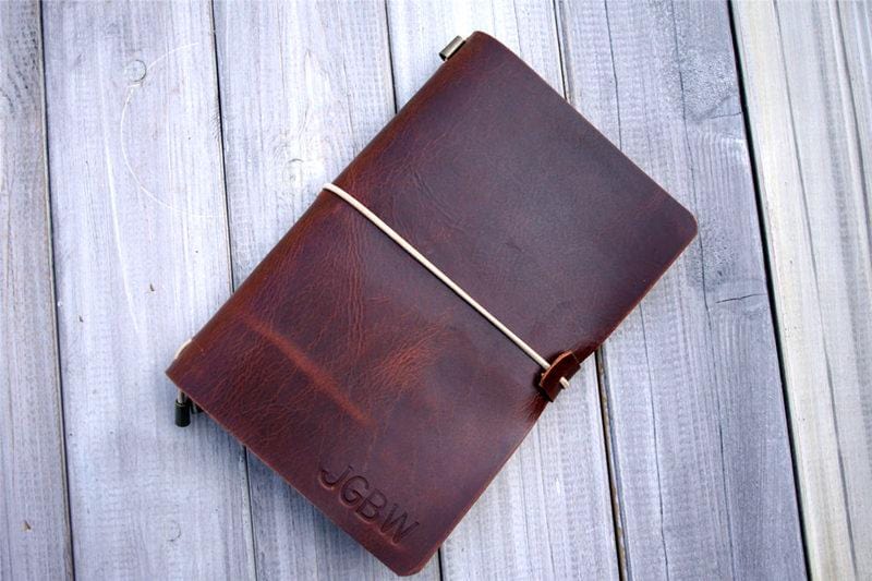 Personalized Leather Travel Bullet Journal Notebook