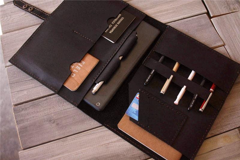 Black Embossed Leather Portfolio