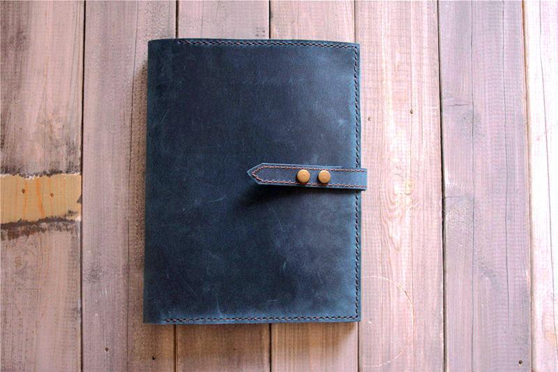 Blue Leather iPad Notebook Cases Portfolio