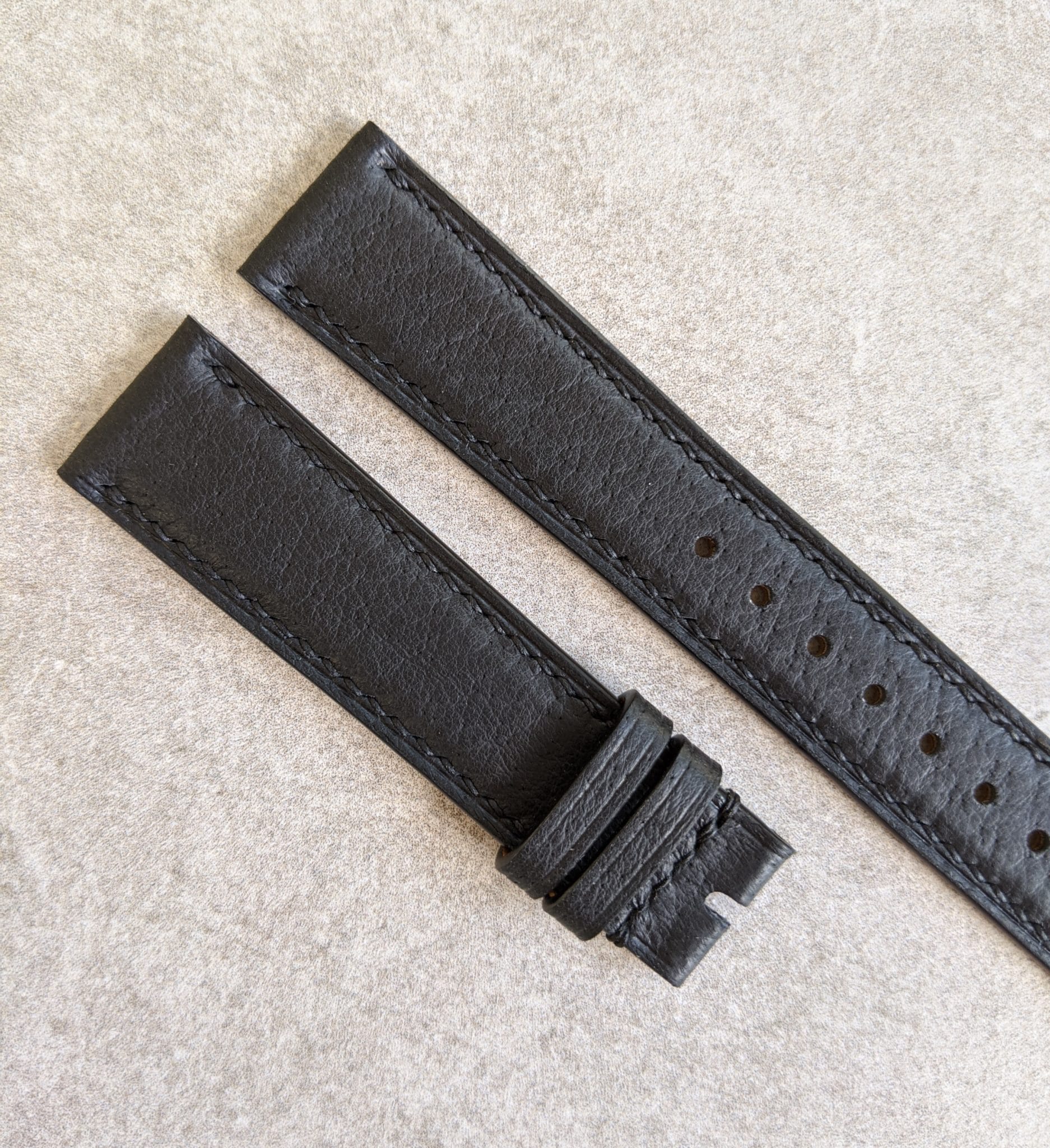 Vintage Pig Skin Strap - Black