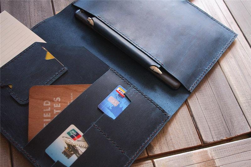 Engraved Leather iPad Pro Case Portfolio with Pencil Holder