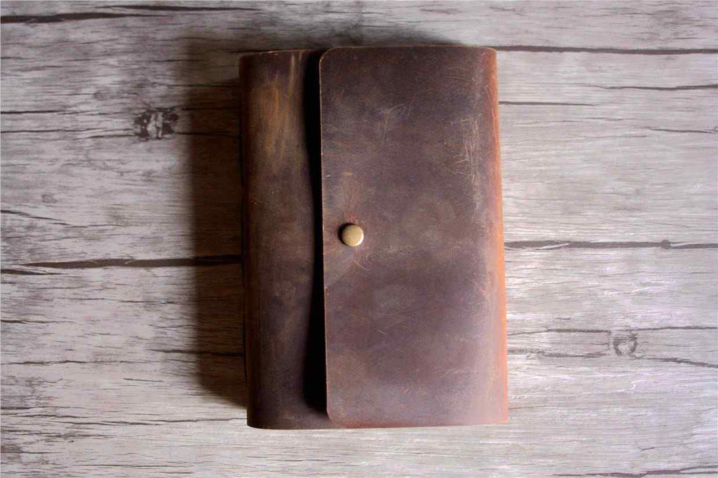 Brown Button Old Personalized Leather Bound Journal