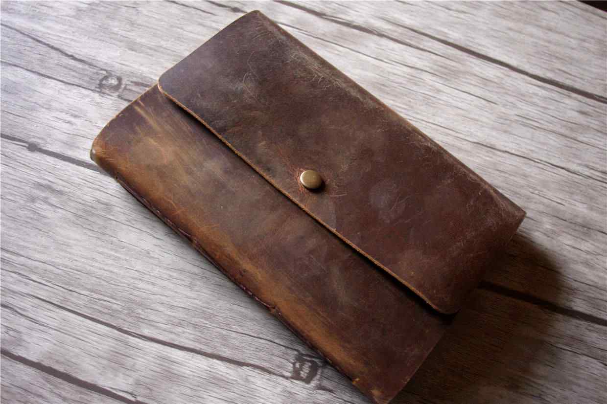 Brown Button Old Personalized Leather Bound Journal