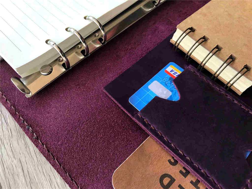 Rustic A4 Refillable Purple Leather Binders Folder