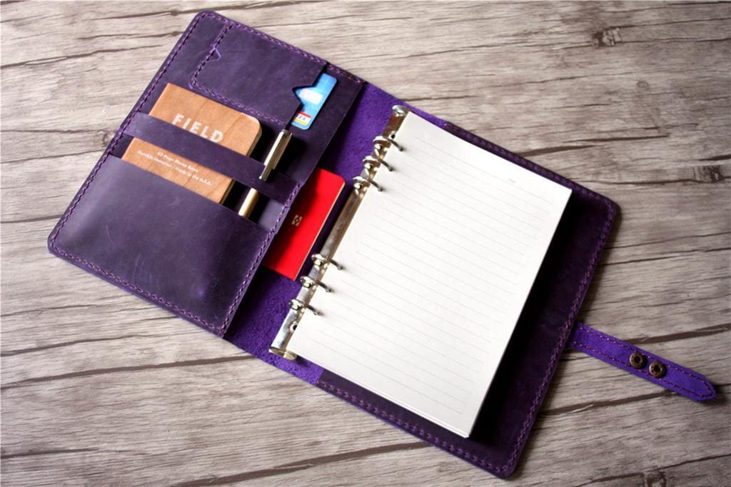 Personalized Vacation Planner Leather Bullet Binder