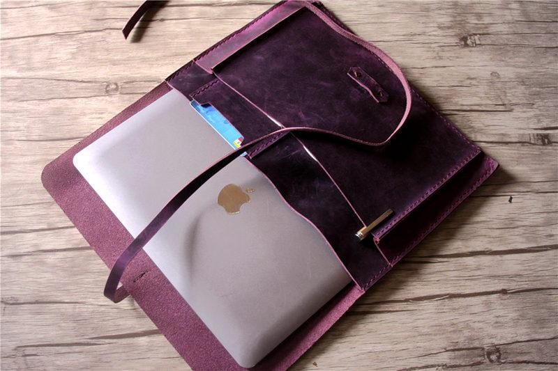 Personalized Leather Macbook 12 inch Case Sleeve