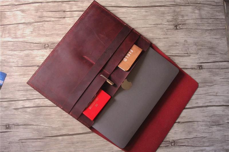Monogrammed Leather Surface Laptop Cover Sleeve