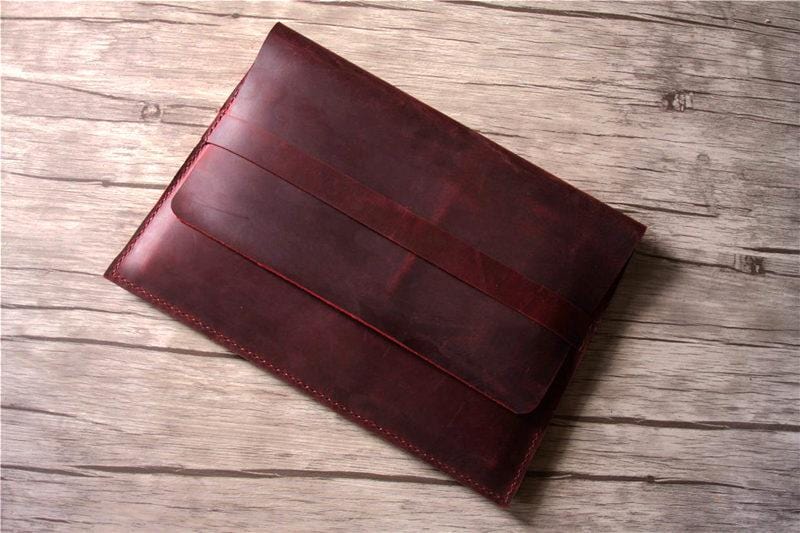 Monogrammed Leather Surface Laptop Cover Sleeve