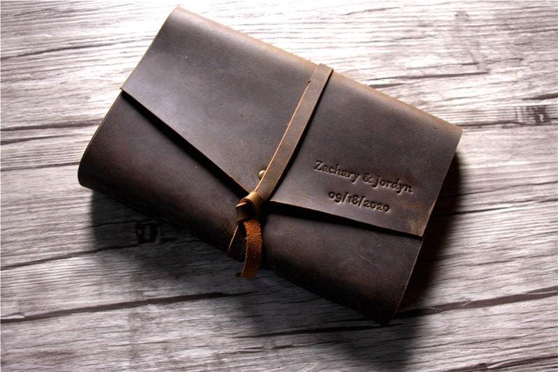 Custom Embossed Leather Funeral Memory Book