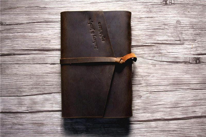 Custom Embossed Leather Funeral Memory Book
