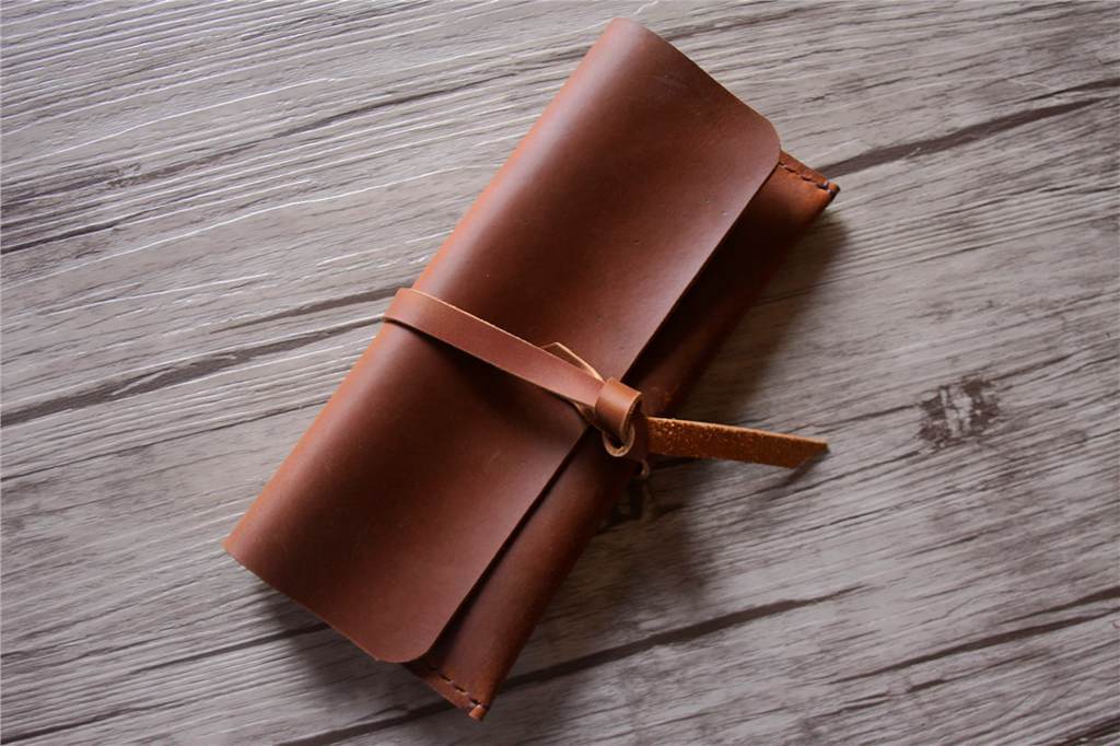 Embossed Leather Pencil Pouch Holder Pen Case