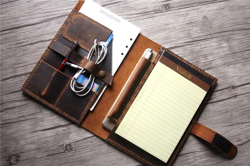 Personalized Rustic Brown Leather iPad Mini Cover Sleeve