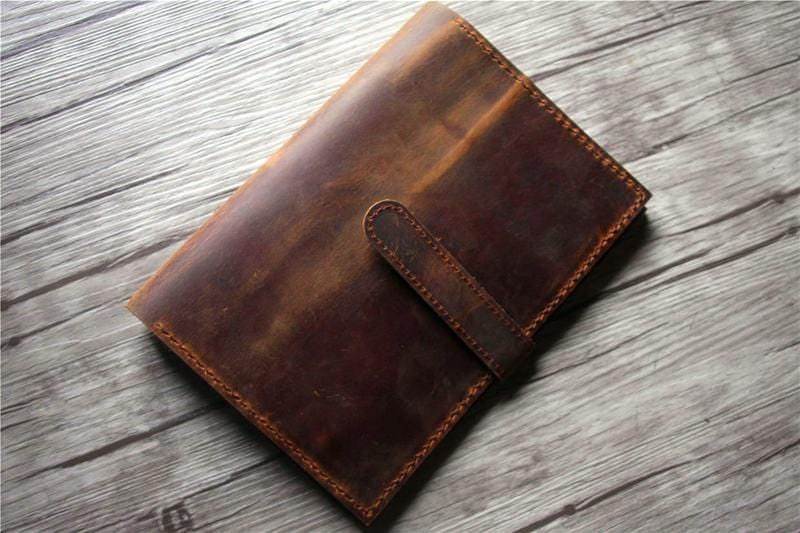 Personalized Rustic Brown Leather iPad Mini Cover Sleeve