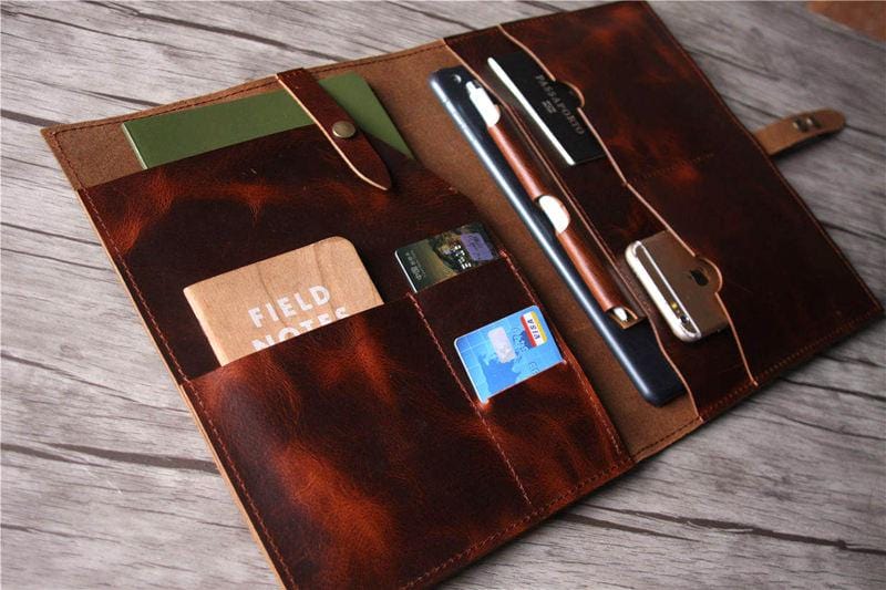Personalized Leather Portfolio Luxury Coffee