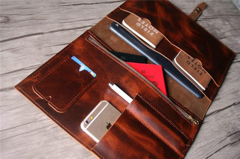 Luxury Smooth Leather Document Folder Portfolio Case