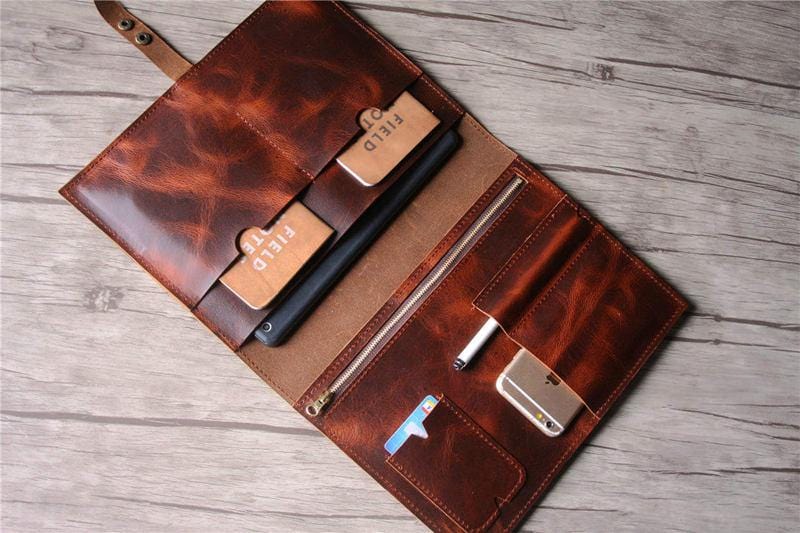 Luxury Smooth Leather Document Folder Portfolio Case