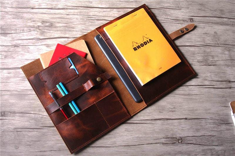 Luxury Smooth Mens Leather Padfolio Document Holder