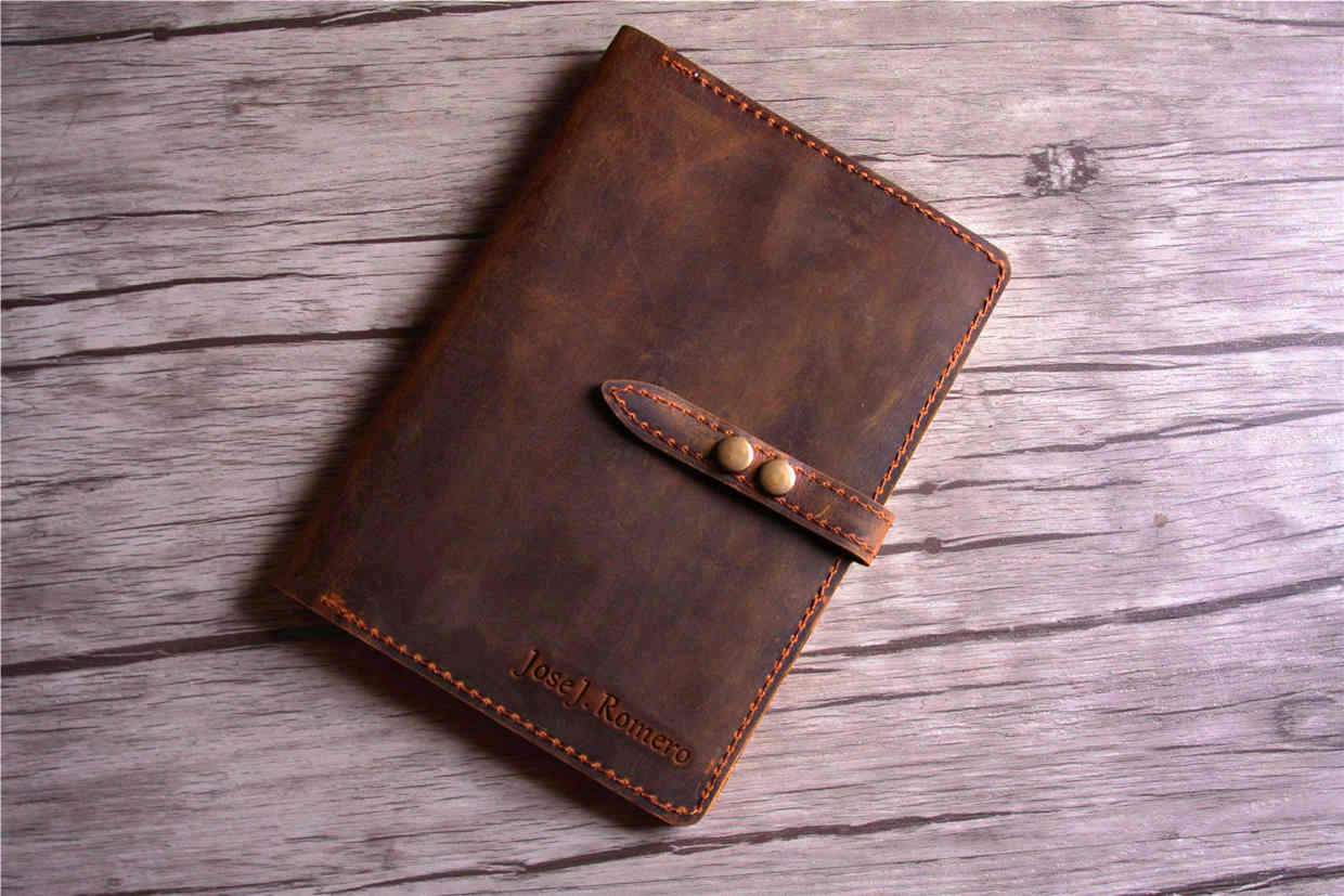 Rustic Brown Leather Notebook Cover B5