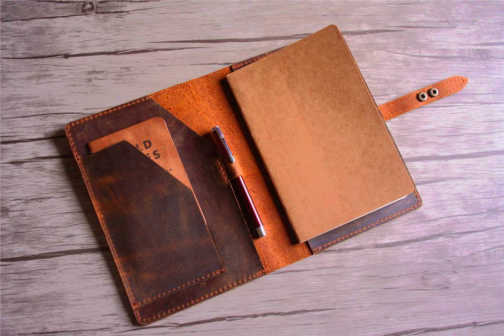 Personalised Notebook Cover Refillable Leather Holder