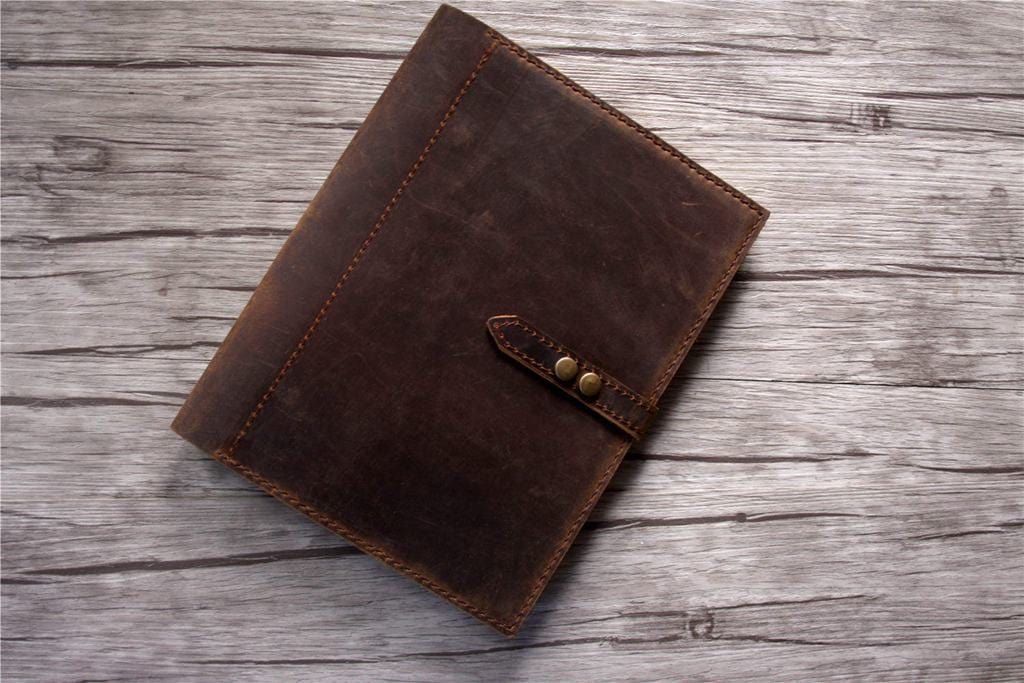 Rustic Brown Leather Three Ring Binder