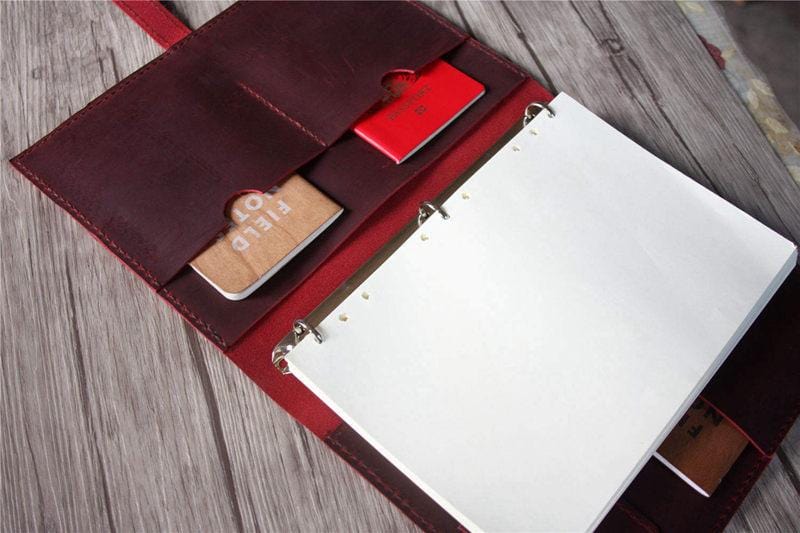 A4 Leather Ring Binder Portfolio Folder