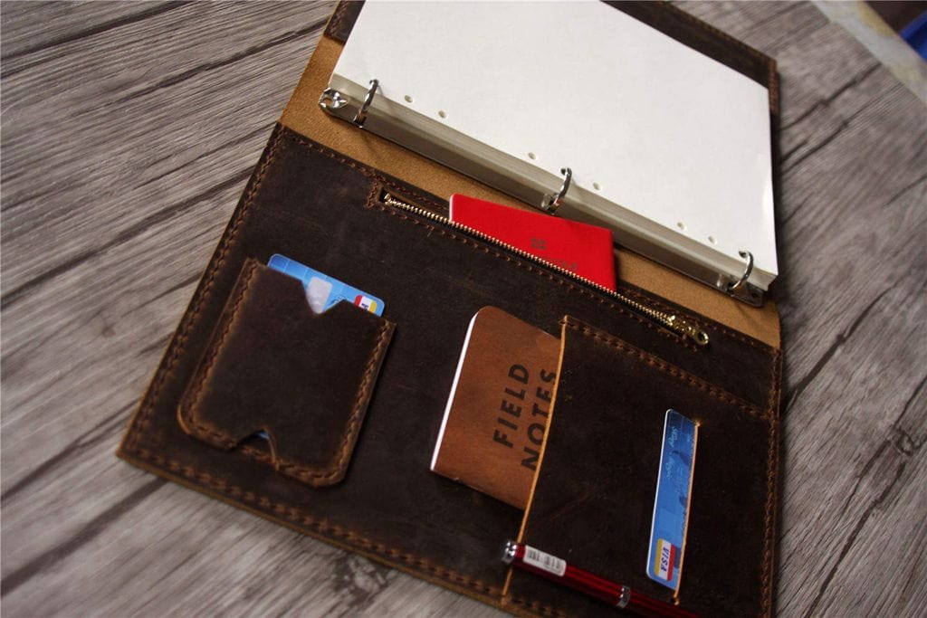 Rustic Brown Leather Three Ring Binder