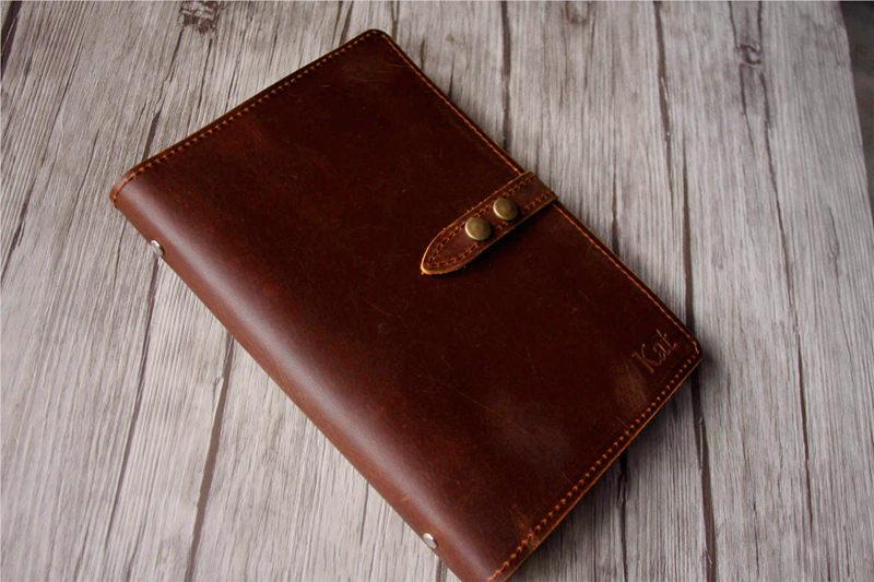 Distressed Brown Leather Binders Cover