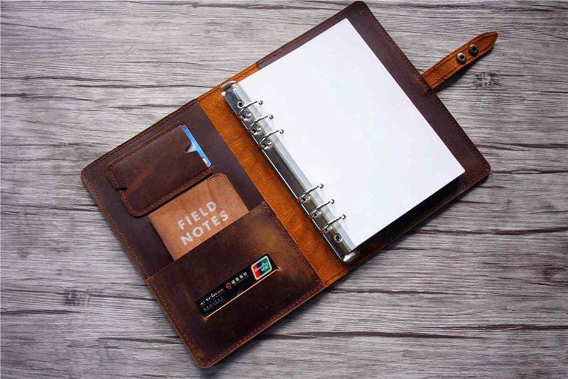 Brown Leather Portfolio Notebook Holder