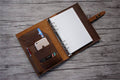 Enagraved Yellow Brown Leather Organizer Purse