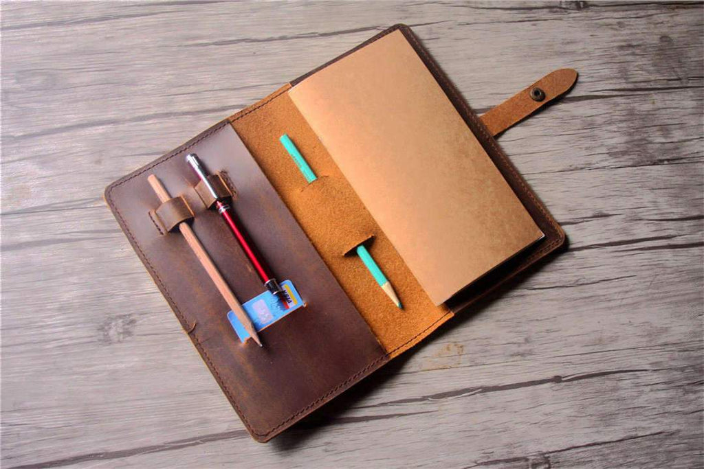 Engraved Refillable Leather Travelers Notebook