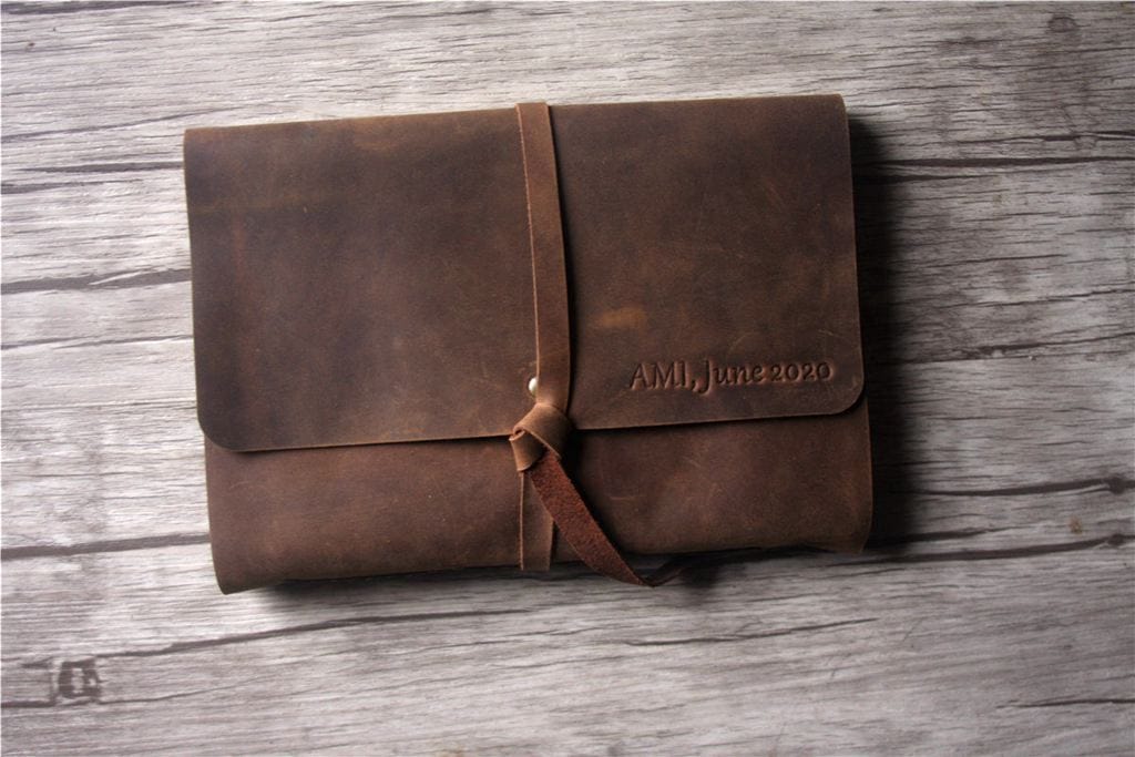 Personalized Leather Bridal Memory Book Photo Album