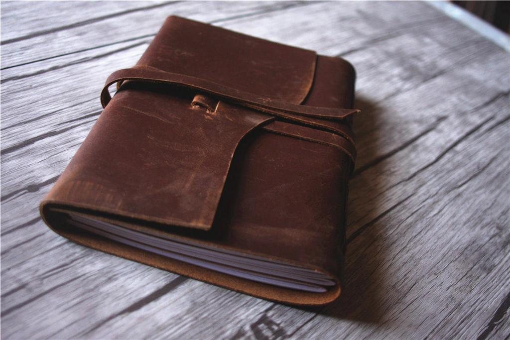 Engraved Rustic Leather Retirement Party Guest Book