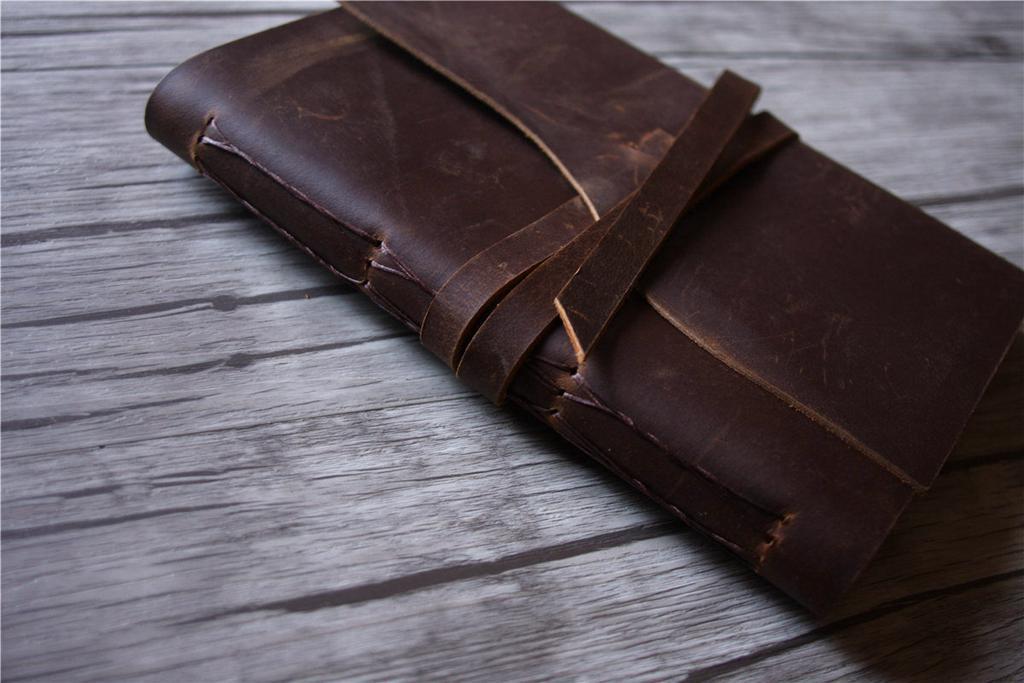 Engraved Rustic Leather Retirement Party Guest Book