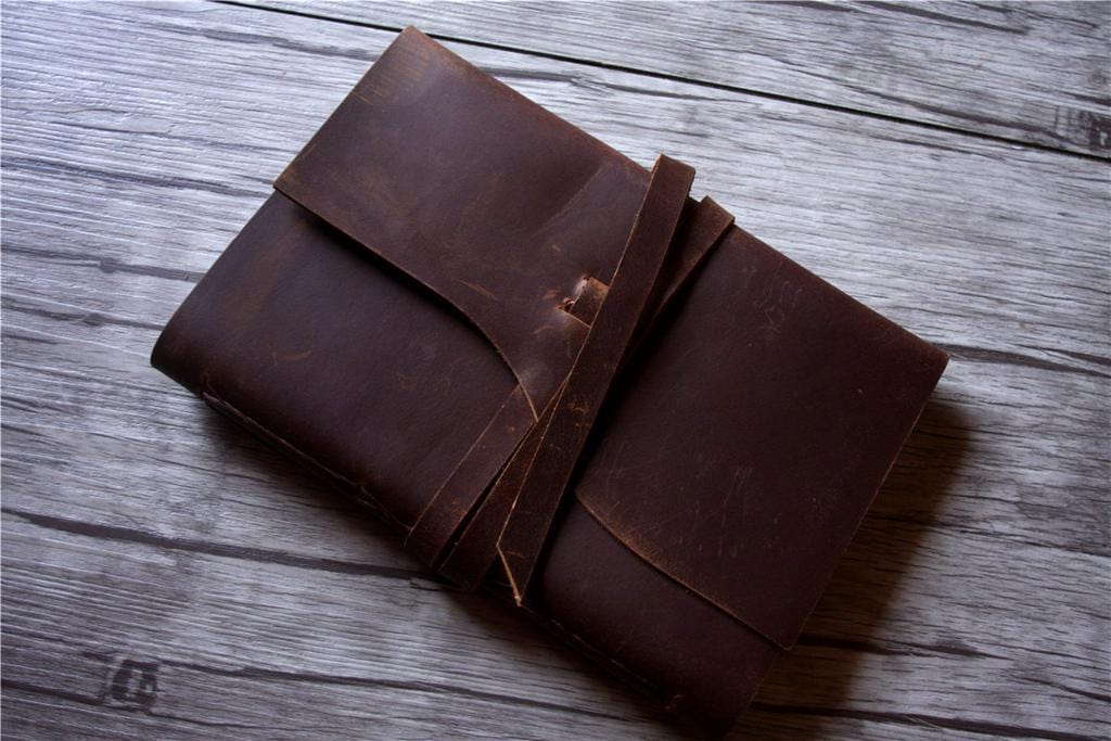 Engraved Rustic Leather Retirement Party Guest Book