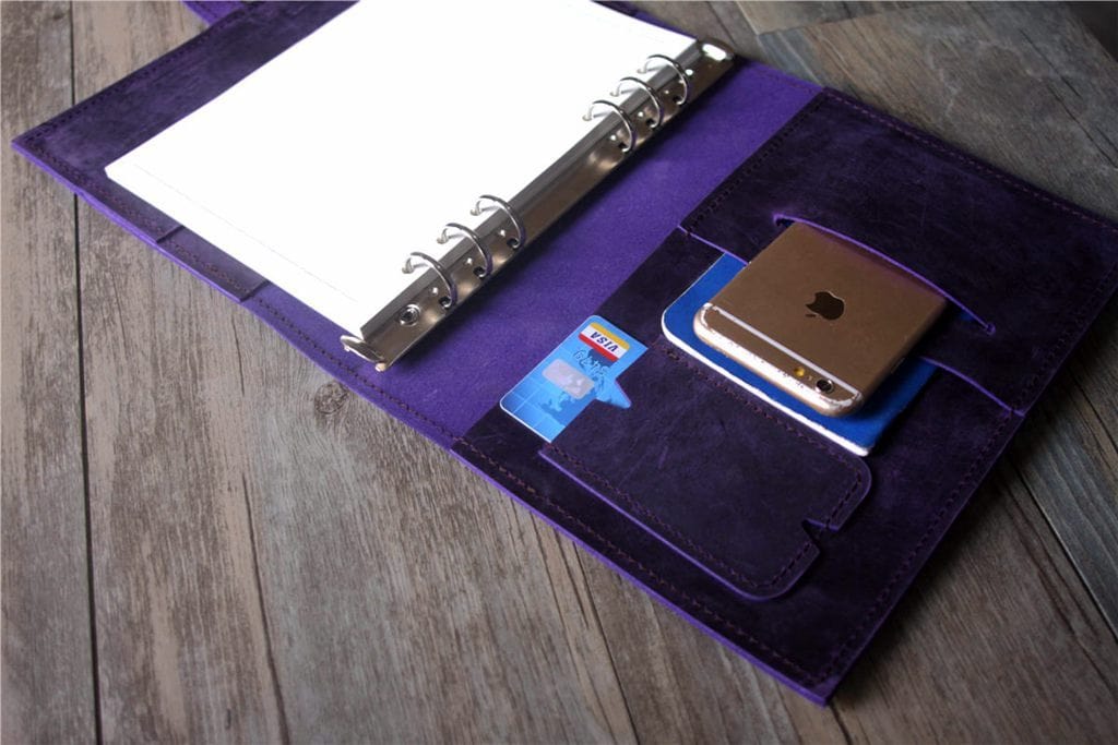 Enagraved Purple Leather Travel Organizer Purse