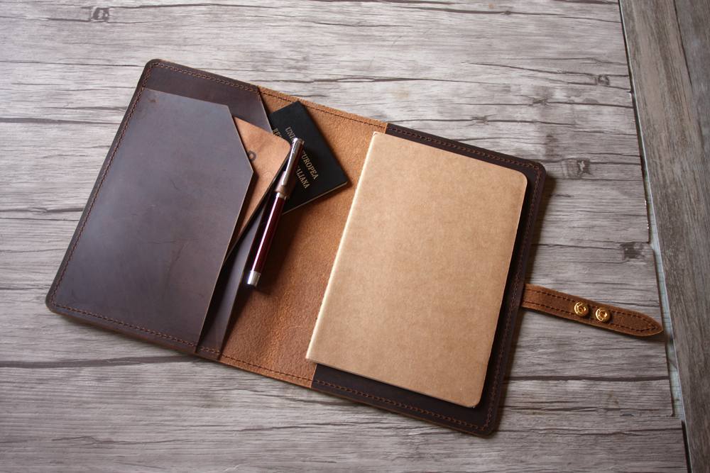 Rustic Dark Brown Leather A5 Leather Notebook Cover Refillable