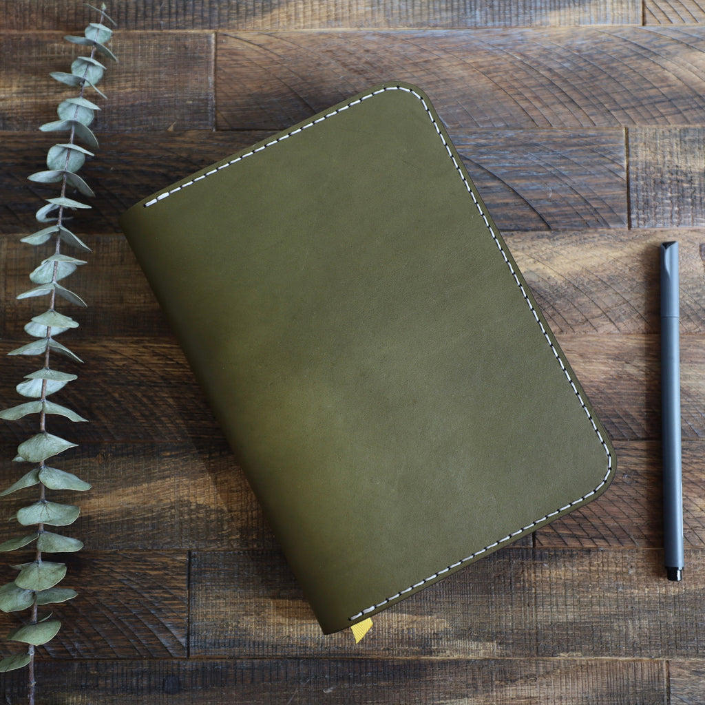 Leather Journal Cover w/ Notebook - Olive