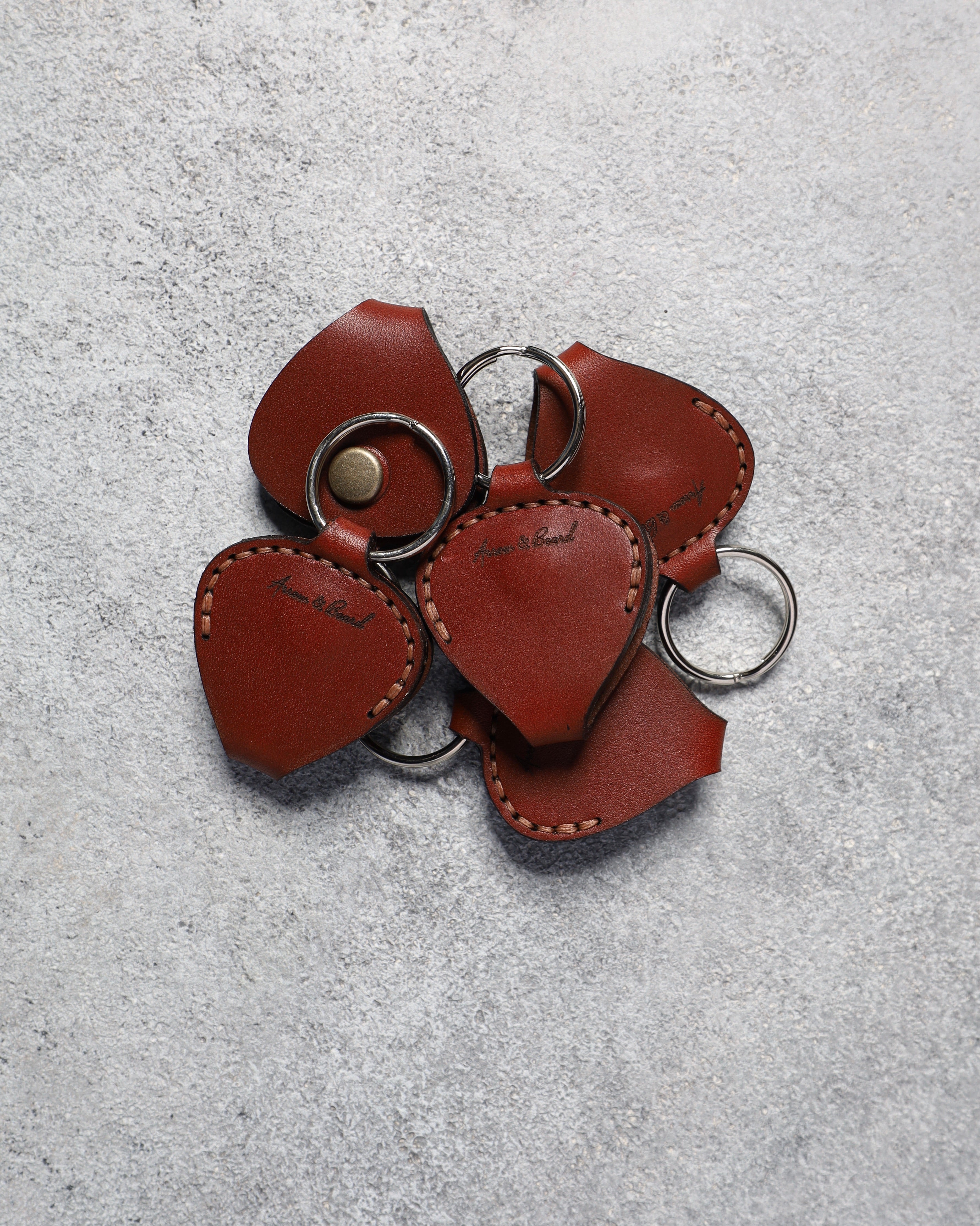 Leather Guitar Pick Holder - Medium Brown