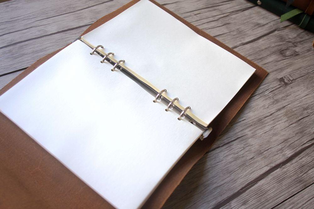 Vintage Dark Brown Leather Refillable Journal Binder