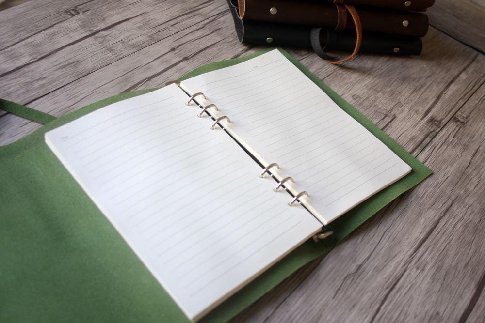 Green Refillable Leather Binder Notebook Journal