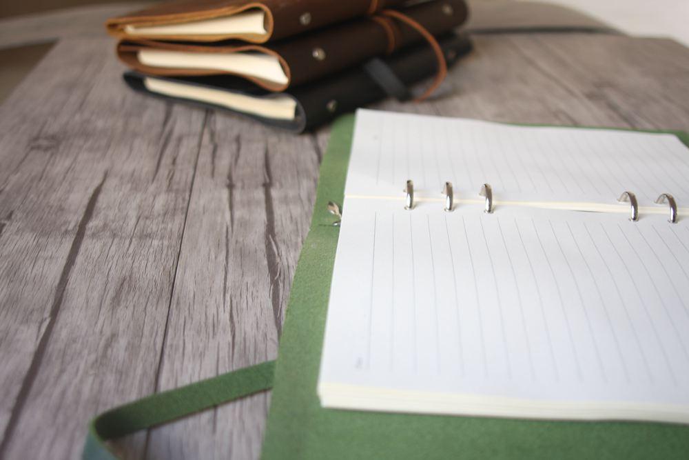Green Refillable Leather Binder Notebook Journal