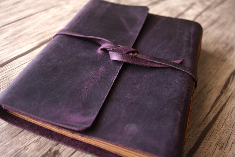 Custom Purple Leather Photo Album Scrapbook