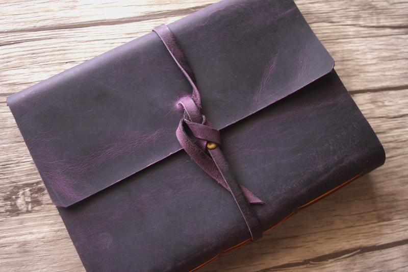 Purple Leather Large School Memory Book