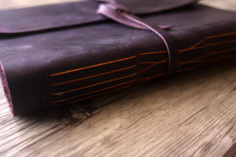 Purple Leather Large School Memory Book